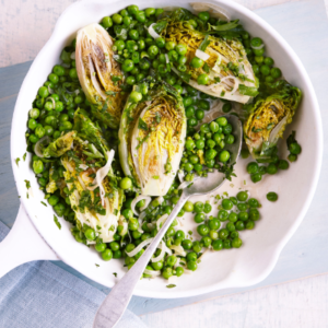 Braised Lettuce with Mint and Peas