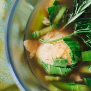 Herbaceous Seasonal Vegetable Broth with Chickpea Flour Dumplings