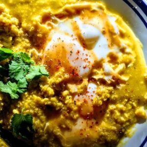 Masala Oats with Greens and Eggs