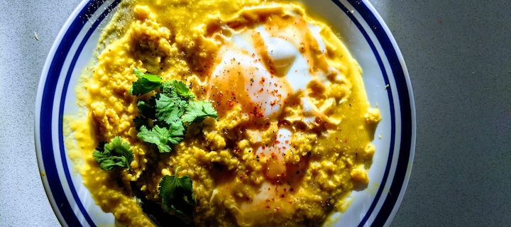 Masala Oats with Greens and Eggs