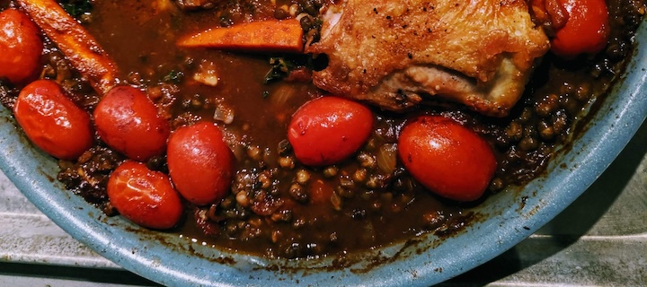 North African Inspired Braised Chicken and Lentils